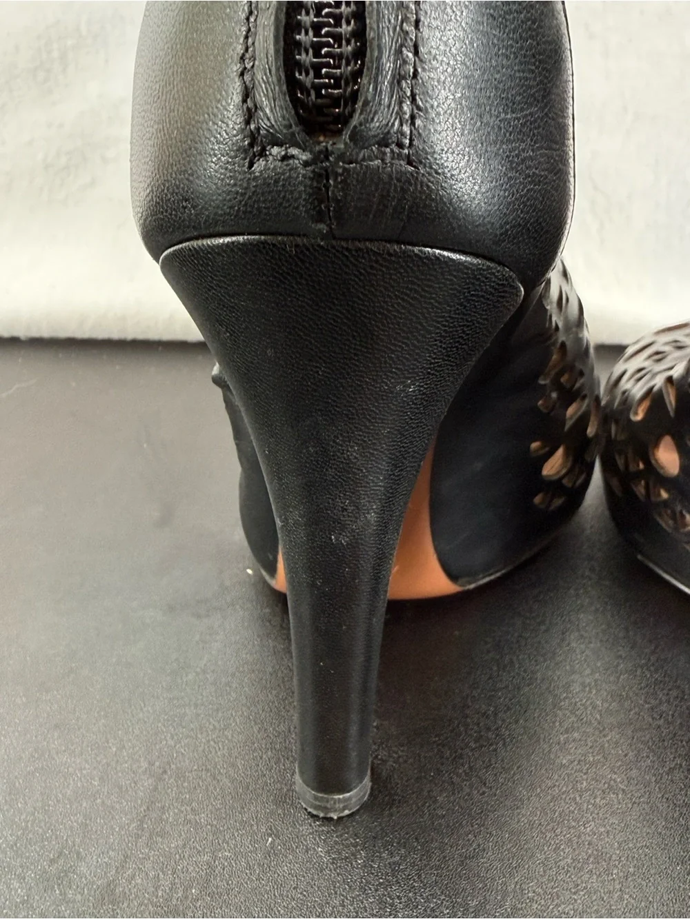 Alaia Black Laser-Cut Leather Ankle Booties